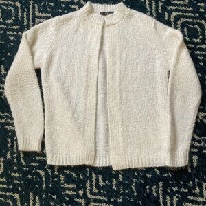 Vintage Le Roy White Cardigan Acrylic Sweater Size Medium